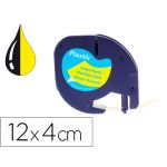 Fita 12mm X 4mt Preta-hiper Amarelo para Maquina Letratag Compativel