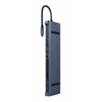 Gembird Adaptador USB-C 10-in-1 (Hub USB + HDMI + VGA + PD + Leitor de Cartões + LAN + 3.5mm audio) Cinzento Sideral