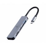 Gembird Adaptador USB-C 6-in-1 (Hub + HDMI + Leitor de Cartões) Prateado