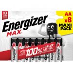 Energizer Pilhas Alcalinas MAX® AA LR6, Embalagem 8 Unidades unidade - 708525