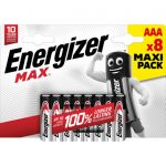 Energizer Pilhas Alcalinas MAX® AAA R03, Embalagem 8 Unidades unidade - 708531