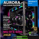 Computador Gaming Amd Ryzen 7 7800X3D Rtx 4090 24GB 32GB 2TB SSD Windows 11 Home Aurora Exclusive Edition