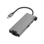 HAMA Hub USB-C Multiport 5 Portas x 2 USB-A HDMI+LAN/Ethernet Alumínio - 00200109