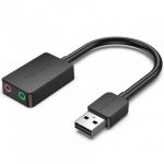 Vention Placa de Som Externa USB de 2 Portas 0.15m Preta