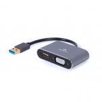 Gembird HUB USB A-USB3-HDMIVGA-01 para HDMI + VGA Cinza