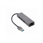 Gembird HUB USB A-AMU3-LAN-01 para 3-Portas USB-A + RJ45 Cinza