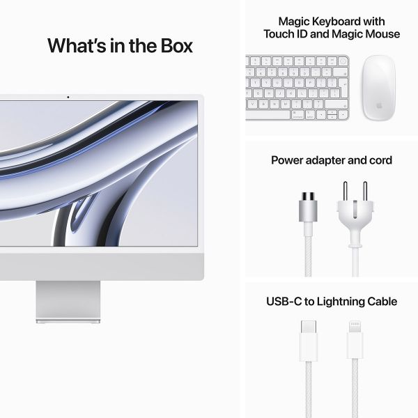 Apple iMac 24" Retina 4.5K M3 CPU 8 Cores GPU 10 Cores 8GB 256GB SSD Prateado