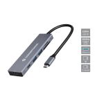 Conceptronic Docking Station 6 em 1 USB 3.2 Multiportas USB 3.0 x 2, 100W USB PD, 4K 60Hz HDMI, SD, TF/MicroSD