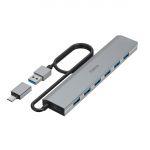 Hama Hub USB Multiport 7 Portas Usb 3.2 Gen1 5 Gbit-S Av. Adaptador Seção Usb-C