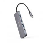 Nanocable Hub USB-C para 3 Portas USB 3.0/H e 1 Porta USB-C/H Alumínio 10cm Cinzento