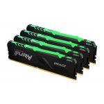 Memória RAM Kingston 4x 16GB (64GB) DDR4 CL16 2666Mhz 1Rx8 Fury Beast RGB Preta - KF426C16BB2AK4/64