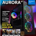 Computador Gaming I5 12400F Rtx 4060 8GB 16GB 1TB SSD Windows 11 Home Aurora V47 - CHIP7_AURORA_V47