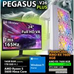 Computador Gaming Amd Ryzen 5 5600 Amd Rx 7600 8GB 16GB 1TB SSD Windows 11 Home Monitor lg 24GQ50F-B 24" 165HZ 1MS Pegasus V26 Plus - CHIP7_PEGASUS_V26_PLUS