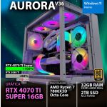 Chip7 Computador Gaming - Amd Ryzen 7 7800x3d Rtx 4070 Ti Super 16gb 32gb Ram 2tb Ssd Windows 11 Home - Chip7 Aurora V36