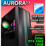 Chip7 Computador Gaming - Amd Ryzen 5 4500 Rtx 3060 12gb 16gb Ram 500gb Ssd Windows 11 Home - Chip7 Aurora V53