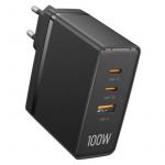 Vention FEGB0-EU Carregador GaN de Parede 2xUSB-C 1xUSB 100W Preto