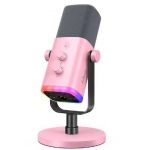 Fifine Microfone Dinâmico AM8W XLR/USB Rgb Com Conector Para Fone Rosa