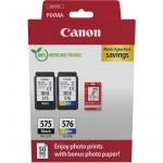 Tinteiro Canon Pack PG-575 + CL-576 + 50 Folhas Papel Fotográfico