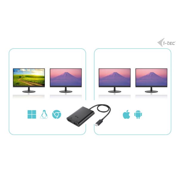I-Tec Hub USB-C Dual 4K/60Hz (single 8K/30Hz) HDMI Video Adapter