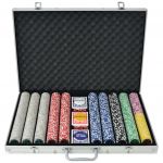Conjunto de Póquer com 1000 Fichas a Laser Alumínio