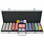 Conjunto de Póquer com 500 Fichas a Laser Alumínio