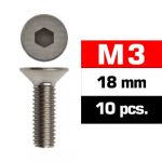 Ultimate Racing M3X18MM Flat Head Screws (10 Pcs) Ultimate - UR161318