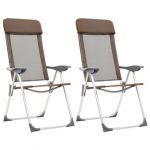 Cadeiras de Campismo Dobráveis 2 Pcs Alumínio Castanho - 44310