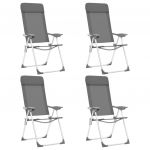 Cadeiras de Campismo Dobráveis 4 Pcs Alumínio Cinzento - 44307