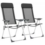 Cadeiras de Campismo Dobráveis 2 Pcs Alumínio Preto - 44305