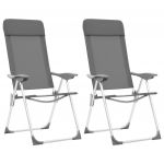 Cadeiras de Campismo Dobráveis 2 Pcs Alumínio Cinzento - 44304