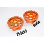 GPM GPM Racing Aluminum Front Rear 2.2 Wheels Beadlock 6 Poles Set Orange For Axial Yeti YT1006F/R-OR