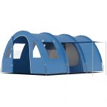 Outsunny Tenda de Campismo Familiar para 5-6 Pessoas Impermeável PU2000 mm com Portas Janelas 475x315x215 cm Azul - A20-304V00BU