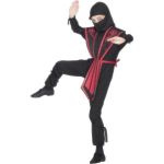 Smiffys Fato Ninja Criança Preto e Vermelho Tamanho 10-12