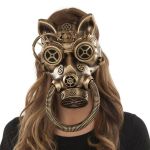 Viving Costumes Steampunk Cat Mask Dourado