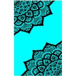 Toalha de Praia Microfibra Duas Mandalas Azuis Fluorescente 180 x 100 cm
