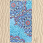 Toalha de Praia Microfibra Mandalas Azuis 180 x 100 cm