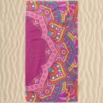 Toalha de Praia Microfibra Meia Mandala Rosa 180 x 100 cm