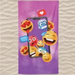 Toalha de Praia Microfibra Rosa Emojis Smartphone 180 x 100 cm