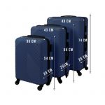 Trizand Conjunto de 3 Malas de Viagem 39L/70L/90L Azul Marinho