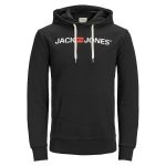 Jack & Jones Hoodie Jjecorp Logo - 12137054-BLACK-REG-FIT-NOOS