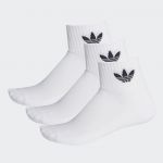 Adidas Meias de Cano Médio - 3 pares White / White / Black 43-45 - FT8529-43-45