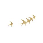 Omnia Brincos Andorinha Assimétricos em Prata Dourado