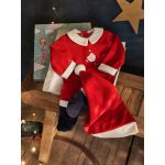 Vertbaudet Conjunto Presente de Natal Pijama em Veludo / Gorro Vermelho Escuro 24M-86CM