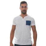 Stezzo T-Shirt Branca de Algodão Puro com Bolso Azul S (150512.FLAMÊ.S)