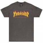 Thrasher T-Shirt Flame Logo Cinzento S - 110102-GY-S