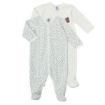 Petit Bateau Lote de 2 Pijamas Flores para Bebé Branco/multicolor Algodão 2 Anos (86 cm)