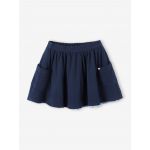 Vertbaudet Saia Reversível Lisa Ou Estampada às Flores Menina Azul 2A