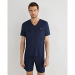 Boss T-Shirt Masculino de Pijama de Micro Modal Azul c/ Manga Curta 44 - A41022489