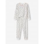 Vertbaudet Pijama em Malha Canelada Personalizável às Flores Menina Cru 14A