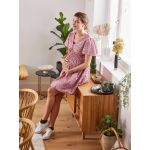 Vertbaudet Vestido Curto e Estampado em Crepe Especial Gravidez e Amamentação Rosa Estampado 48